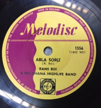 Label Melodisc 1556 Abla Soria, Rans Boi and his Ghana Highlife Band